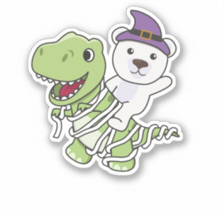 Polar Bear Happy Halloween T-rex Mummy Costume Sticker