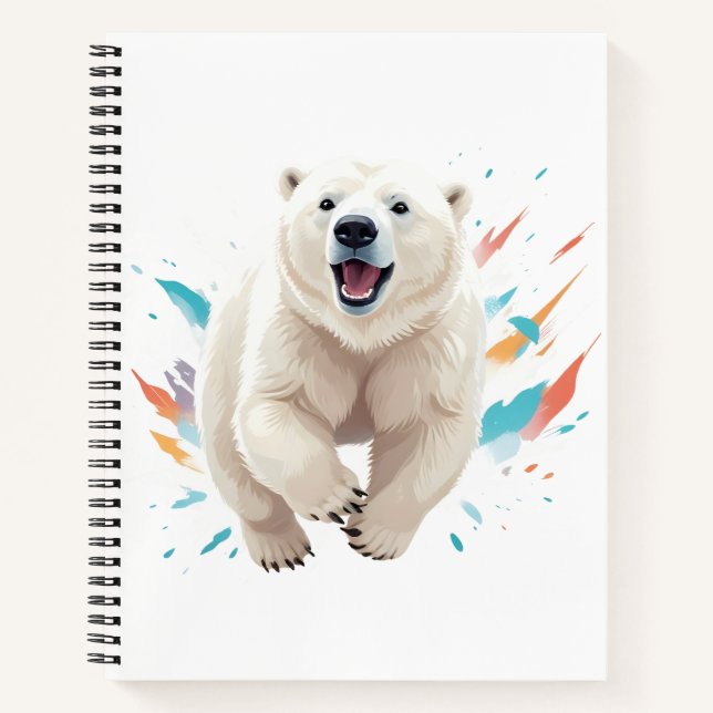 Polar Bear Happy Playful Fun Jumping Air Joyful Notebook (Front)