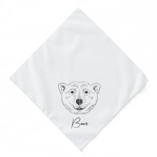 Polar Bear Head Minimal Line Art Sketch With Name Bandana