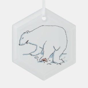 Polar Bear hexagon glass ornament