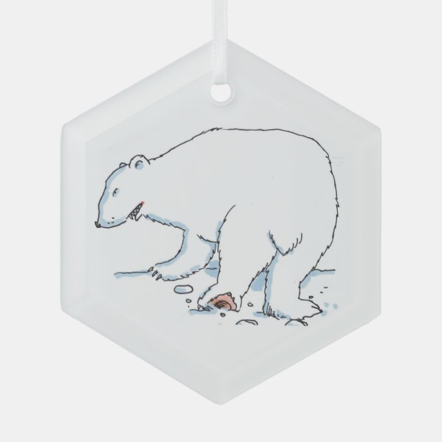 Polar Bear hexagon glass ornament (Front)