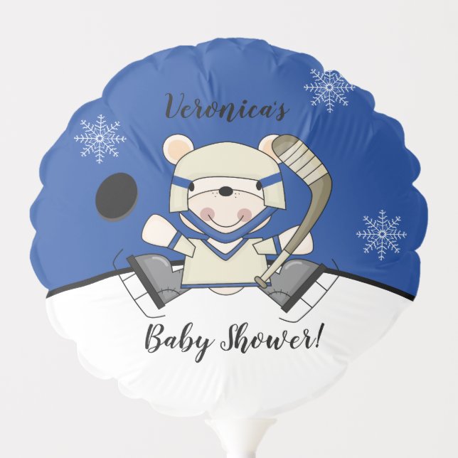 Polar Bear Hockey Sports Baby Shower Balloon (Front)