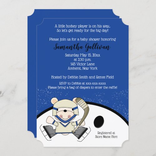 Polar Bear Hockey Sports Baby Shower Invitation