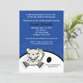 Polar Bear Hockey Sports Baby Shower Invitation (Standing Front)