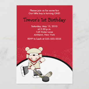 Polar Bear Hockey Sports Birthday Invitation