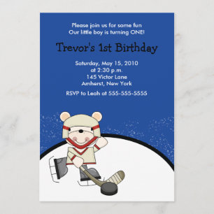 Polar Bear Hockey Sports Birthday Invitation