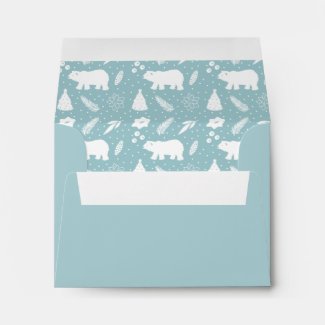 Polar Bear Holiday Christmas Pattern Blue Envelope