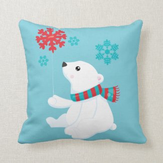 Polar Bear | Holiday Christmas Throw Pillow
