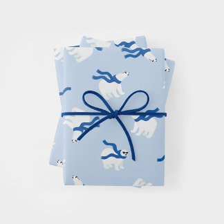 Polar Bear Holiday Wrapping Paper Sheets