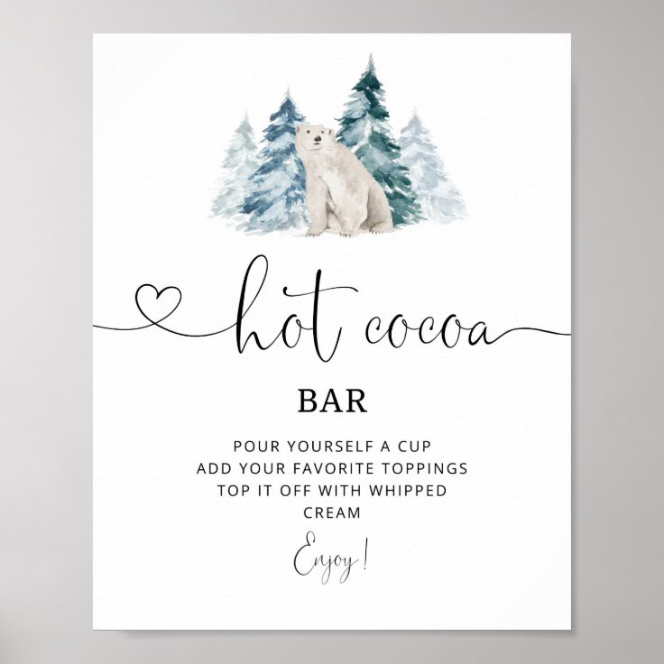 Polar bear Hot cocoa bar Poster | Zazzle