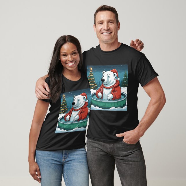 Polar Bear Hot Tub Christmas T-Shirt (Unisex)
