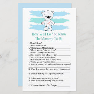 Polar bear How well do you know baby shower game