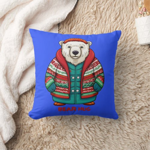Polar Bear Hug Throw Pillow