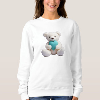 Polar Bear Hugging Teal Heart Sweatshirt