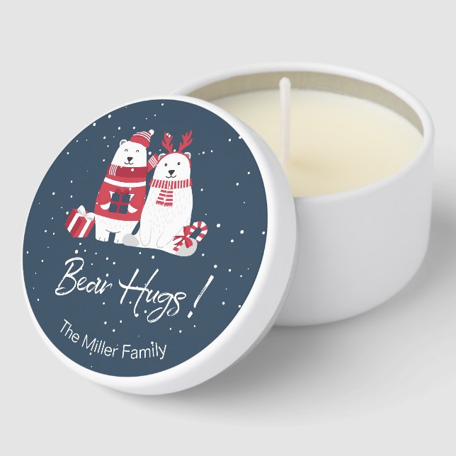 Polar Bear Hugs Christmas ID851 Mini Candle Favors (Corner)