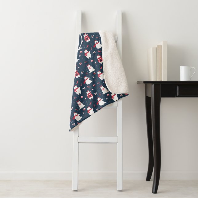 Polar Bear Hugs Christmas Year ID851 Sherpa Blanket (In Situ)