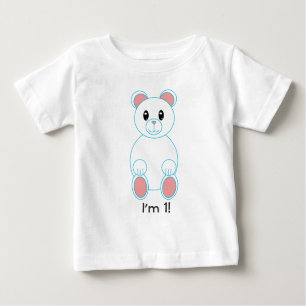 Polar Bear I am One Birthday Baby T-Shirt