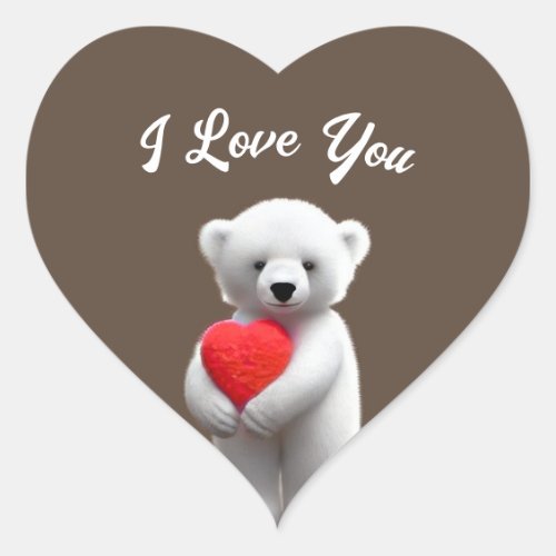 Polar Bear I Love You Heart Sticker