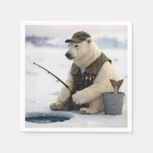Polar Bear Ice Fishing Napkins