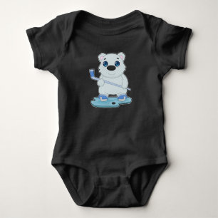 Polar bear Ice hockey Ice hockey stick Baby Bodysuit