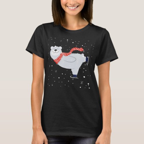 Polar Bear Ice Skating Funny Christmas Bear Lovers T_Shirt