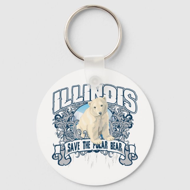 Polar Bear Illinois Keychain (Front)
