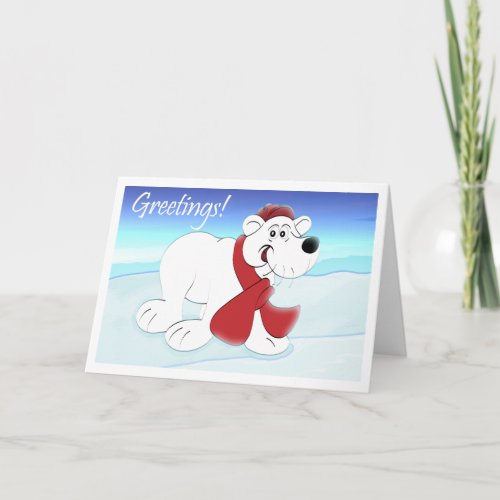 Polar Bear Illustration Holiday Card