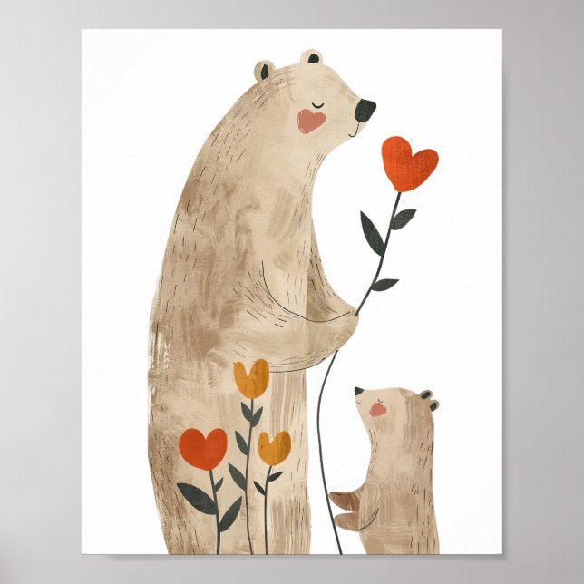 Polar Bear Illustration Watercolor Nursery Room Poster (Front)
