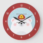 Polar Bear In A Propeller Hat With Initial Large Clock at Zazzle