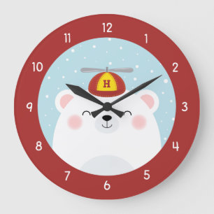 Polar Bear in a Propeller Hat with Initial Large Clock