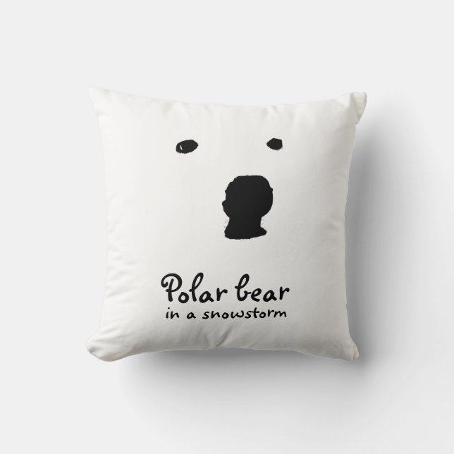 Polar Bear in a snowstorm  t-shirt Throw Pillow (Front)