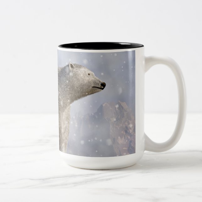 Polar Bear in a Snowstorm Two-Tone Coffee Mug (Right)