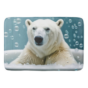Polar Bear In Bubble Bath Bath Mat