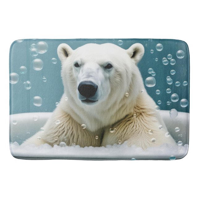 Polar Bear In Bubble Bath Bath Mat (Front)