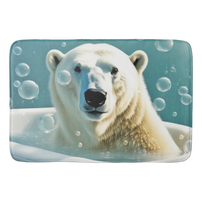 Polar Bear In Bubble Bath Bath Mat (Front)