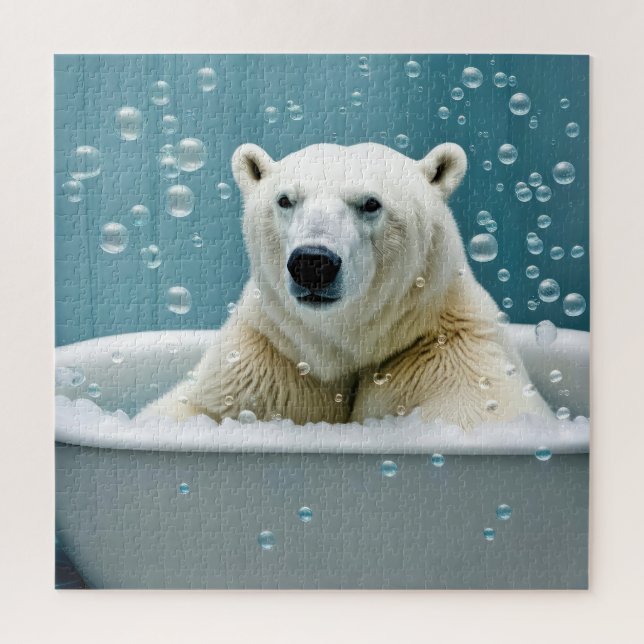 Polar Bear In Bubble Bath Jigsaw Puzzle (Vertical)