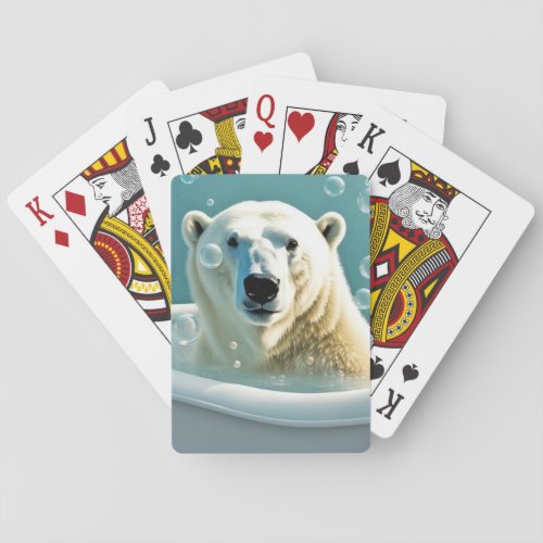 Polar Bear In Bubble Bath Playing Cards