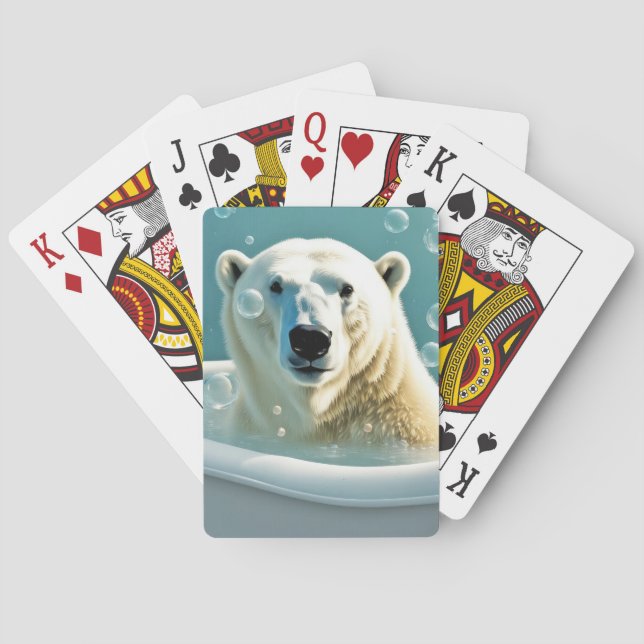 Polar Bear In Bubble Bath Poker Cards (Back)