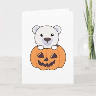 Polar Bear In Pumpkin Sweet Polar Bears Happy Card