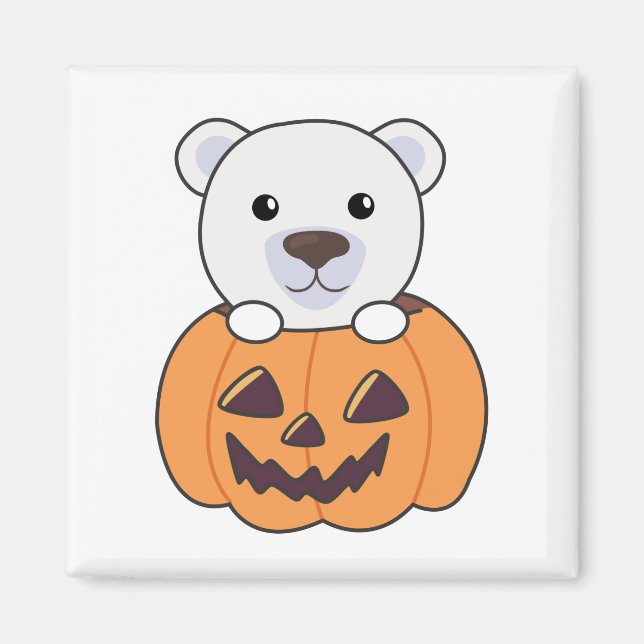 Polar Bear In Pumpkin Sweet Polar Bears Happy Magn Magnet (Front)
