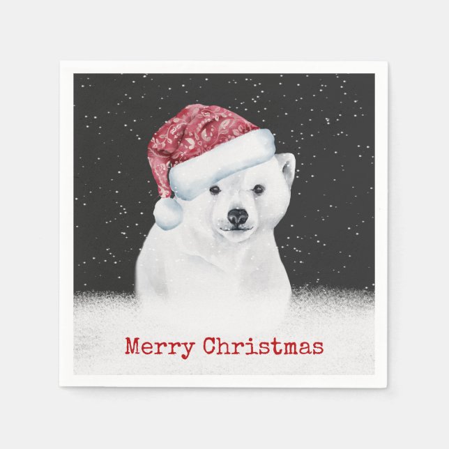 Polar Bear In Snowflakes Napkins (Front)