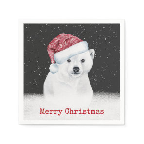 Polar Bear In Snowflakes Napkins