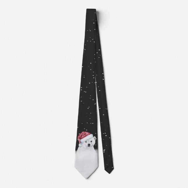 Polar Bear In Snowflakes Neck Tie (Front)