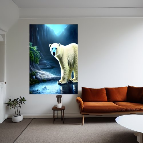 Polar bear in the Oasis  AI Art Poster