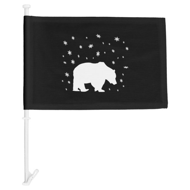 Polar Bear In The Snow Car Flag (Front)