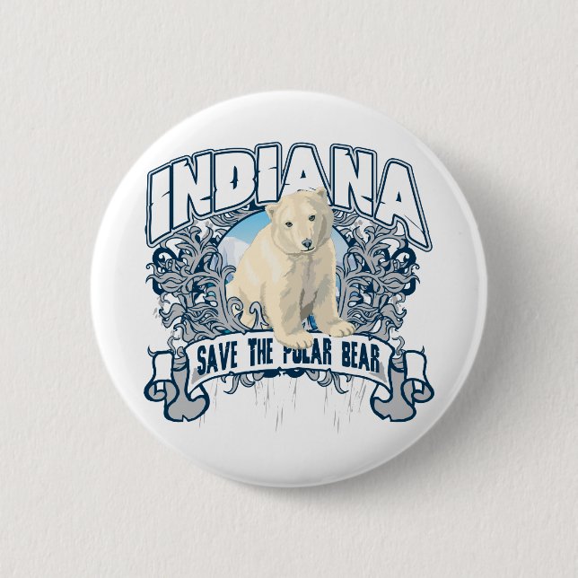 Polar Bear Indiana Pinback Button (Front)