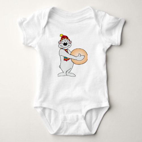 polar bear is playing with a ball baby bodysuit