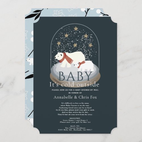 Polar Bear Its Cold Navy Baby Shower by Mail Invitation