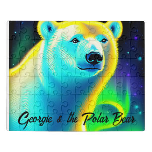 Polar Bear Jigsaw Puzzle in box. Editable text.