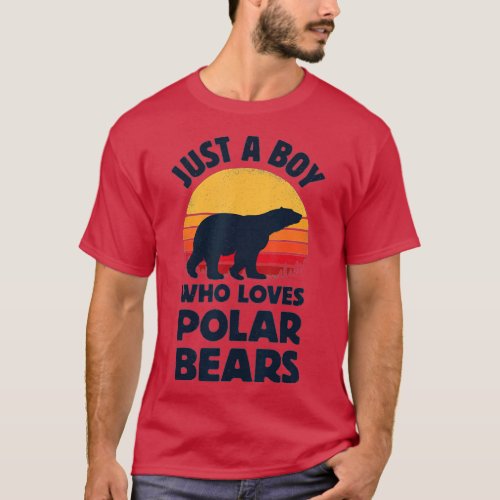 Polar Bear Just A Boy Who Loves Bears Retro Vintag T_Shirt